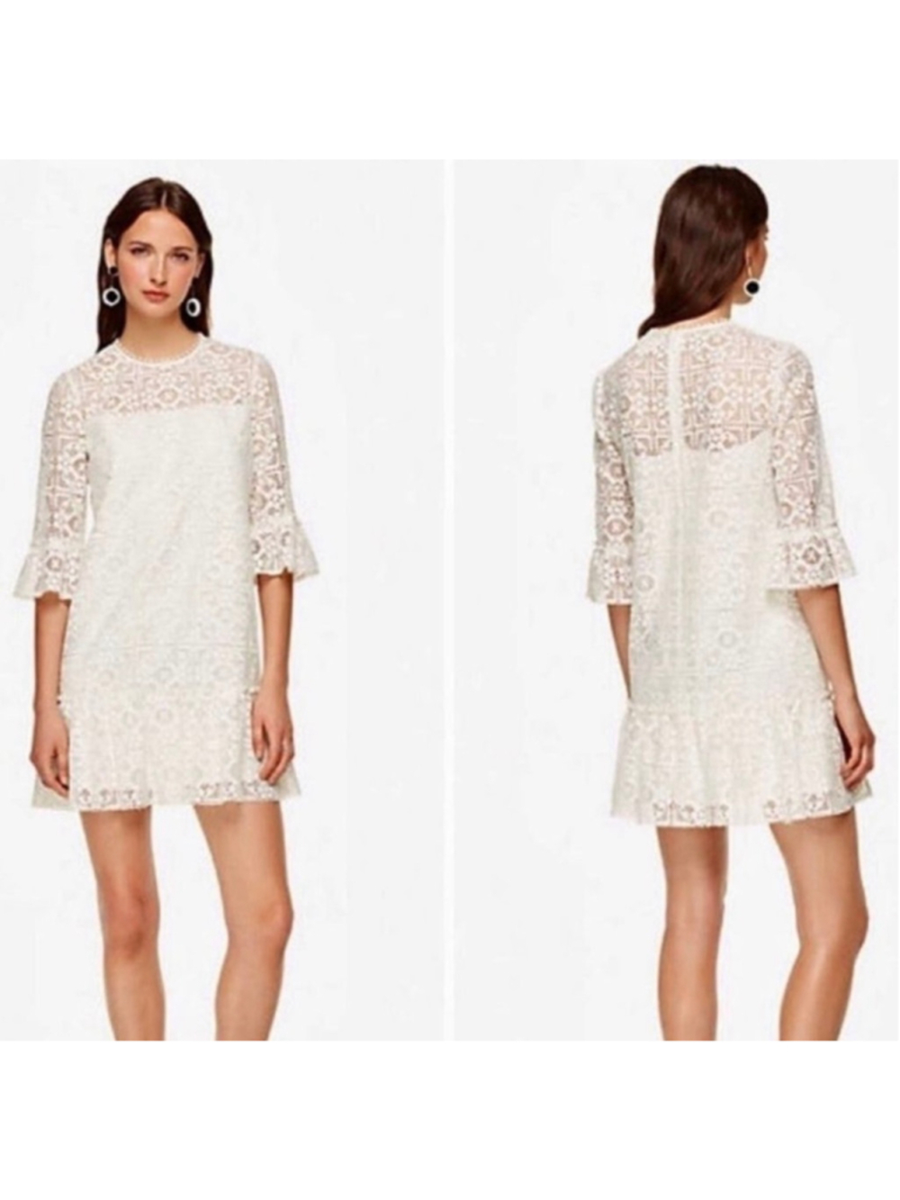 Women's Kate Spade White Floral Lace Mini Dress Size 6